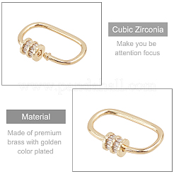 Brass Micro Pave Clear Cubic Zirconia Screw Carabiner Lock Charms&nbsp;ZIRC-PH0002-16G