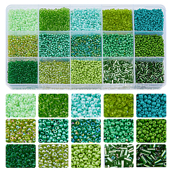 219g 15 Style Glass Seed Glass Bugle & Round Beads&nbsp;SEED-DC0001-03