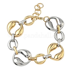 304 Stainless Steel Irregular Oval Link Chain Bracelets for Women&nbsp;BJEW-D456-05GP-01