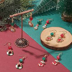 Christmas Theme Alloy Enamel Dangle Earrings with Resin Beaded&nbsp;EJEW-JE05309