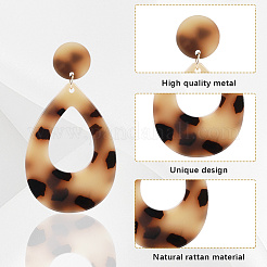 Cellulose Acetate & Rattan Earrings&nbsp;EJEW-SP0001-15