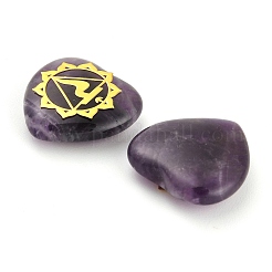 7Pcs 7 Styles Chakra Natural Amethyst Love Heart Ornaments Figurines&nbsp;G-P533-01D