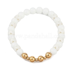 Ion Plating(IP) 304 Stainless Steel & Round Glass Beaded Stretch Bracelets for Women Men&nbsp;BJEW-M046-05G