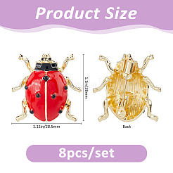 8Pcs Ladybug Alloy Enamel Lapel Pins for Backpack Clothes&nbsp;JEWB-FH0002-81