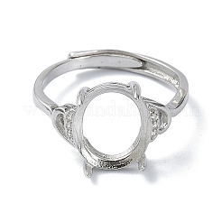 Adjustable 925 Sterling Silver 4 Prongs Ring Settings&nbsp;STER-K179-35P