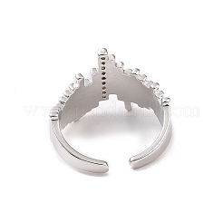 Clear Cubic Zirconia Irregular Open Cuff Ring&nbsp;RJEW-B028-01P