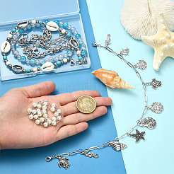 6Pcs 6 Styles Ocean Theme Synthetic Turquoise & Magnesite Beads and Alloy Baseball Cap Chain&nbsp;HJEW-SC0002-34