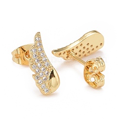 Clear Cubic Zirconia Wing Stud Earrings&nbsp;X-EJEW-G288-23G