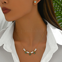 Elegant Stainless Steel Evil Eye Stud Earrings & Necklaces Sets for Women&nbsp;QD3943