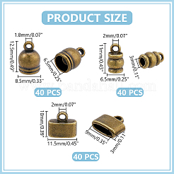 120Pcs 3 Styles CCB Plastic with Alloy Cord Ends&nbsp;FIND-WR0013-11