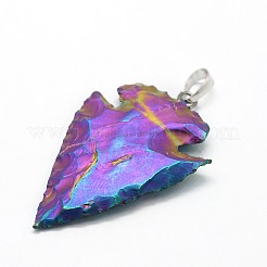 Electroplated Natural Indian Agate Pendants&nbsp;G-P396-05P-03