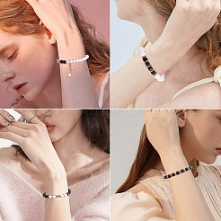 4Pcs 4 Style Natural Malaysia Jade Stretch Bracelets Set with Glass Beaded&nbsp;BJEW-SW00105-05