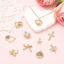 20Pcs 10 Styles Alloy Rhinestone Pendants&nbsp;ALRI-YW0001-37