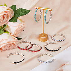 4 Pairs 4 Colors Alloy Ring Stud Earrings&nbsp;EJEW-FI0002-69