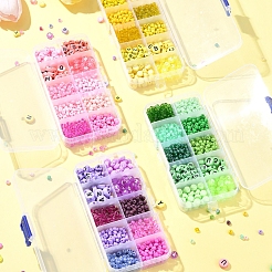 DIY Flat Round & Heart Acrylic & Glass Seed Beads Jewelry Making Findings Kits&nbsp;DIY-FS0006-43A