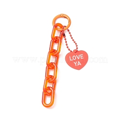 5Pcs 5 Colors Acrylic Heart & Cable Chain Pendant Decoration&nbsp;HJEW-JM03873