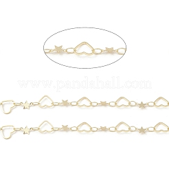 Brass Hollow Heart & Star Link Chains&nbsp;CHC-M025-37G