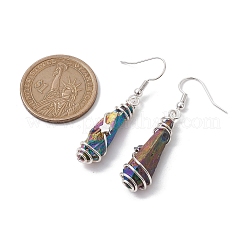 Irregular Nugget & Star Dyed Natural Quartz Crystal Dangle Earrings&nbsp;EJEW-JE05704-01