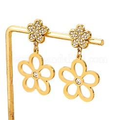 304 Stainless Steel & Crystal Rhinestone Stud Dangle Earrings&nbsp;WG71F23-01