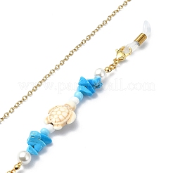 Synthetic Turquoise Tortoise & Glass Seed Beaded Eyeglasses Chains&nbsp;AJEW-EH00394-02