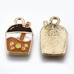 Light Gold Plated Alloy Enamel Pendants&nbsp;X-ENAM-T009-75-RS