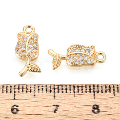Brass Micro Pave Clear Cubic Zirconia Pendants&nbsp;KK-T074-112B-G