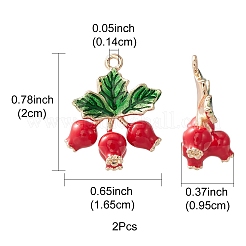 2Pcs Brass Enamel Pendants&nbsp;KK-YW0001-74