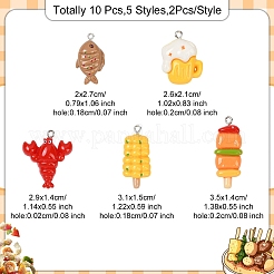 10Pcs 5 Styles Opaque Resin Imitation Food Pendants&nbsp;RESI-YW0003-24
