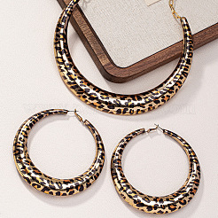 Leopard Print Pattern Ring Alloy Bib Choker & Hoop Earrings Sets&nbsp;FS-WG29BE7-01
