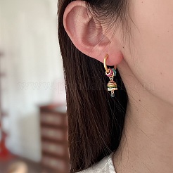 Brass Enamel Hoop Dangle Earrings&nbsp;WG1B0F0-01