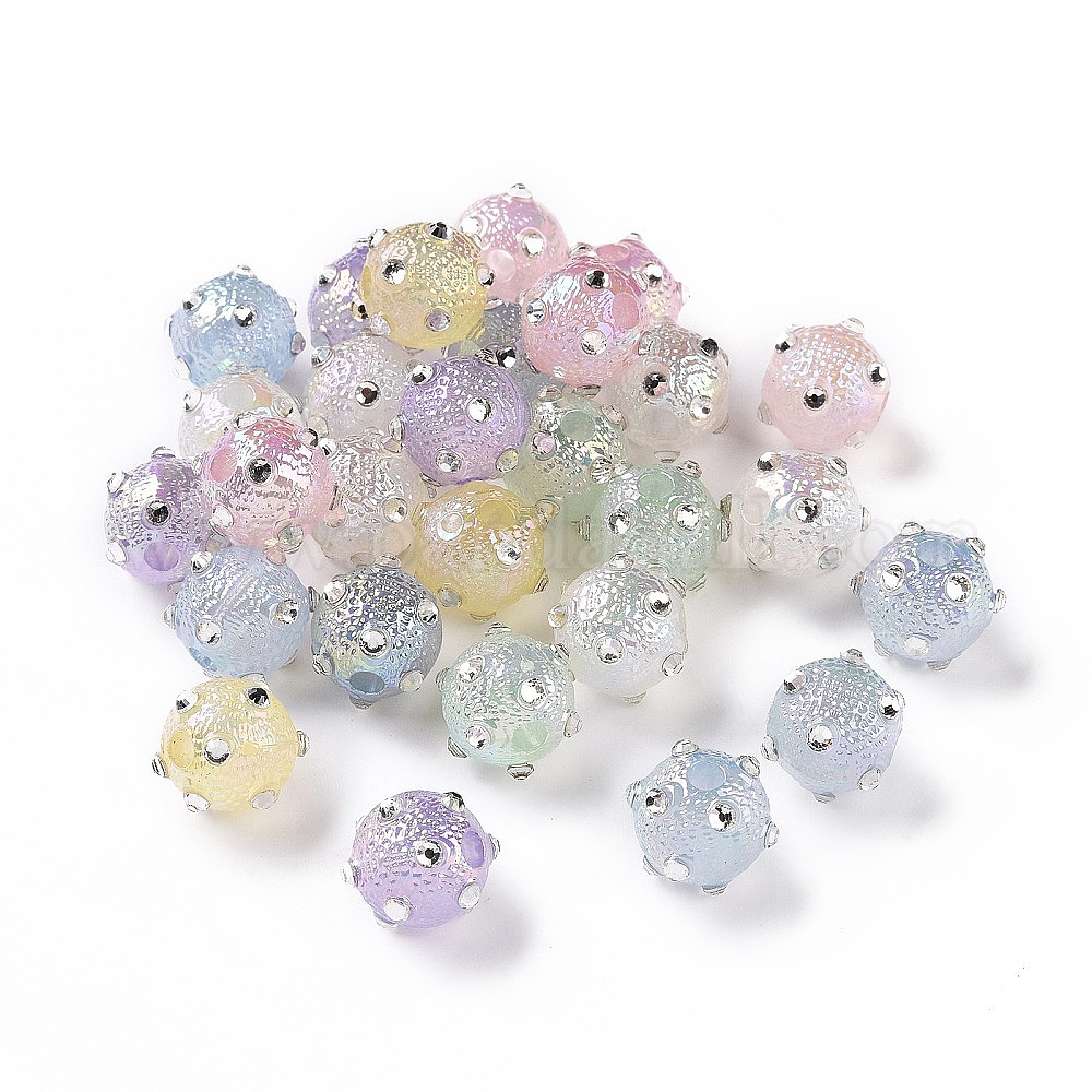 Wholesale UV Plating Rainbow Iridescent Textured Acrylic Bumpy Beads ...