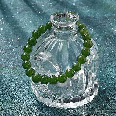 Natural TaiWan Jade Bead Stretch Bracelets&nbsp;BJEW-K212-B-019-1