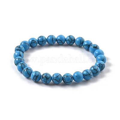 Synthetic Turquoise Jasper Bead Stretch Bracelets&nbsp;BJEW-K212-B-022-1