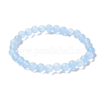 Natural & Dyed White Jade Bead Stretch Bracelets&nbsp;BJEW-K212-A-018-1
