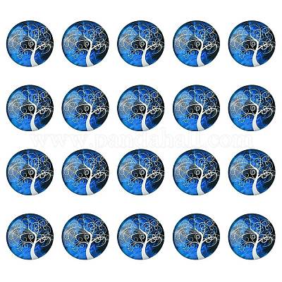 Half Round/Dome Tree Pattern Glass Flatback Cabochons for DIY Projects&nbsp;GGLA-YW0001-14K-1