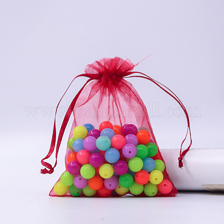 Rectangle Organza Drawstring Bags&nbsp;CON-PW0001-054B-13-1