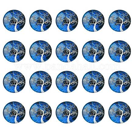Half Round/Dome Tree Pattern Glass Flatback Cabochons for DIY Projects&nbsp;GGLA-YW0001-14K-1