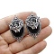 Vampire Bat Shaped Alloy Enamel Pendants, Antique Silver, Black, 43x24mm