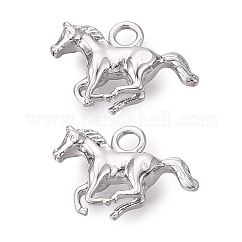 Brass Pendants, Horse Charms, Platinum, 14x21x5mm, Hole: 2.5mm