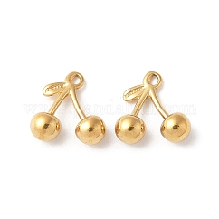 304 Stainless Steel Charms, Cherry Charm, Golden, 11.5x11.5x4.5mm, Hole: 1mm