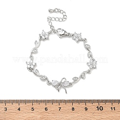 Brass Micro Pave Cubic Zirconia Link Chain Bracelets for Women&nbsp;BJEW-C156-04E-04P