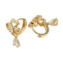 Brass Micro Pave Cubic Zirconia Dangle Hoop Earrings&nbsp;EJEW-L271-23KCG-02