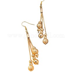 Brass Round Bead Tassel Dangle Earrings for Women&nbsp;WGC3478-01