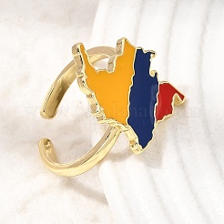 Brass Enamel Cuff Open Rings&nbsp;KK-CBA04DC-02G