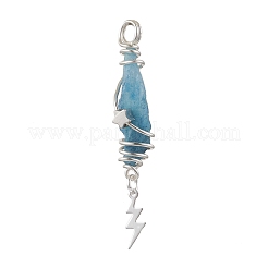 3Pcs 3 Styles Electroplated Natural Quartz Crystal Nuggets Copper Wire Wrapped Pendants&nbsp;PALLOY-JF03128-03