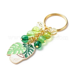 4Pcs Cactus/Leaf Potting Alloy Enamel Pendant Keychain&nbsp;KEYC-JKC00412-01