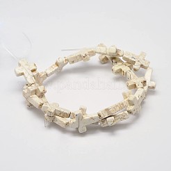 Cross Natural Magnesite Beads Strands&nbsp;G-M138-01