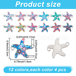 48Pcs 12 Colors Zinc Alloy Connector Charms&nbsp;ENAM-AR0001-39