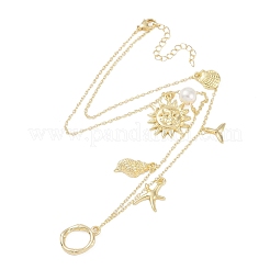 Bohemian Summer Beach Style 18K Gold Plated Shell Shape Initial Pendant Necklaces&nbsp;IL8059-15