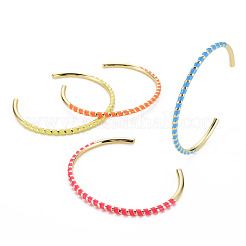 Twisted Brass Enamel Cuff Bangle&nbsp;BJEW-T020-02-NF